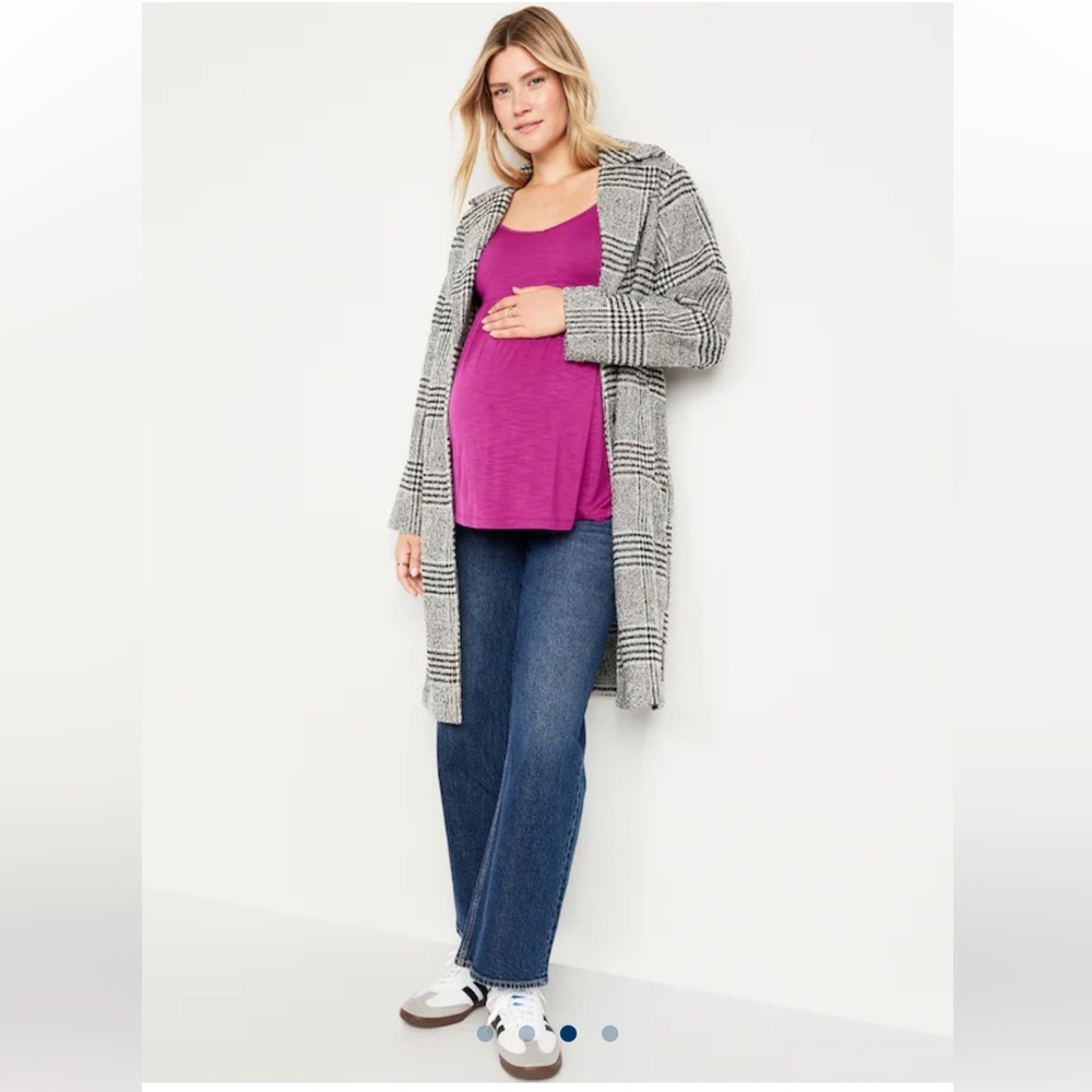 Old Navy Pink Maternity Long-Sleeve Slub-Knit Peplum Top Size Medium